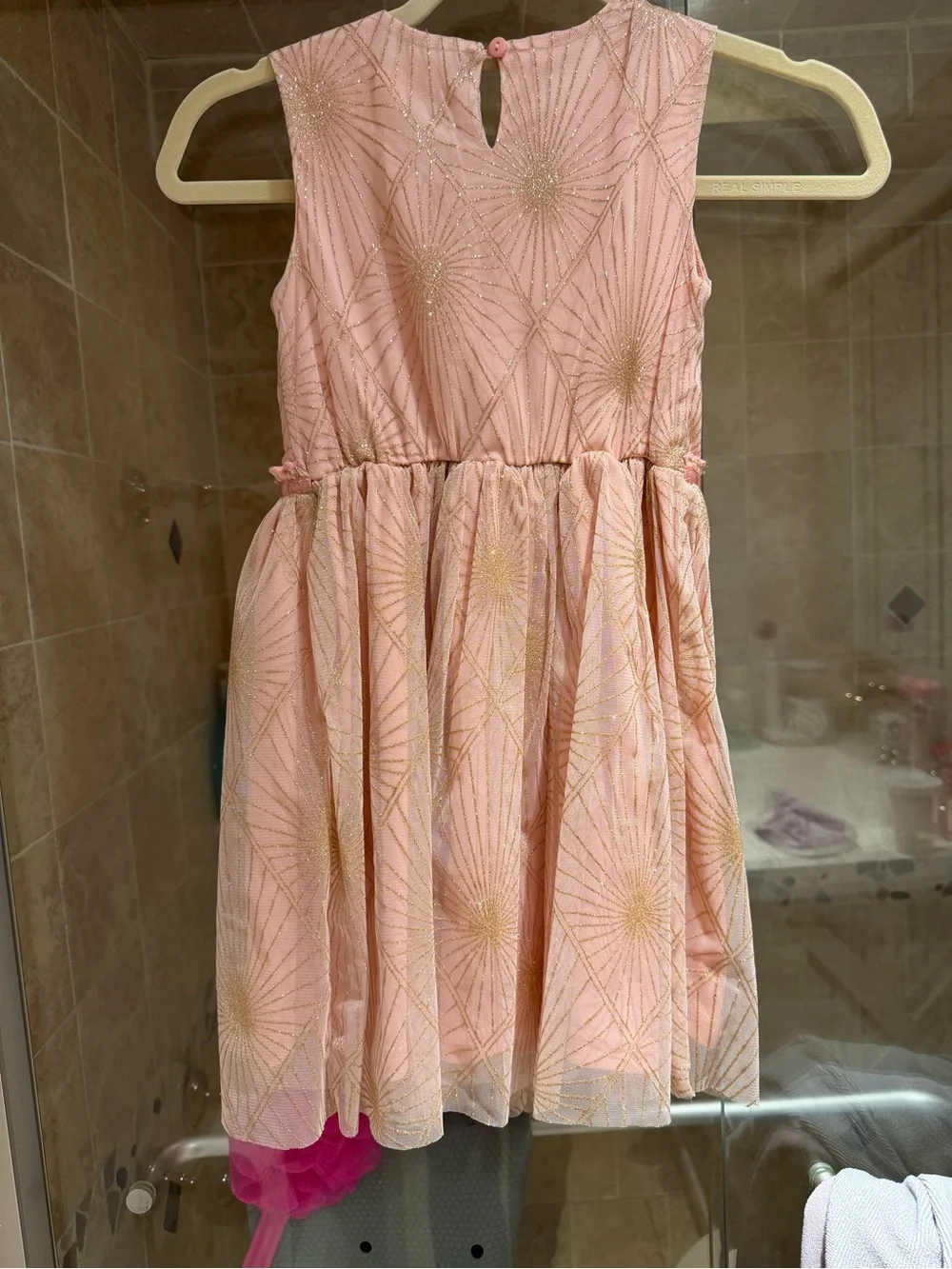 Nannette Kids Party Dress Sparkly Pink & Gold Formal Dress Size 6